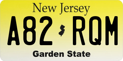 NJ license plate A82RQM