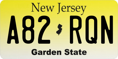 NJ license plate A82RQN