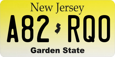 NJ license plate A82RQO