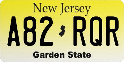 NJ license plate A82RQR