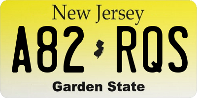 NJ license plate A82RQS