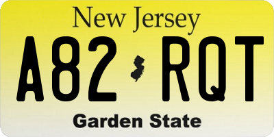 NJ license plate A82RQT