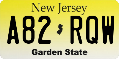NJ license plate A82RQW