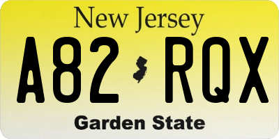 NJ license plate A82RQX