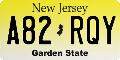 NJ license plate A82RQY