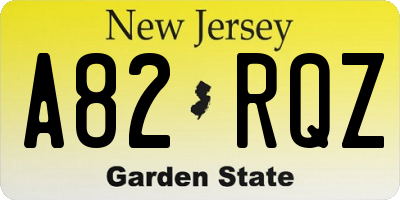 NJ license plate A82RQZ