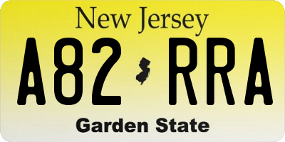 NJ license plate A82RRA
