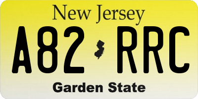 NJ license plate A82RRC
