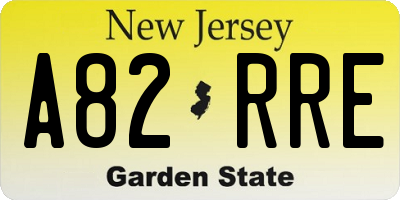 NJ license plate A82RRE