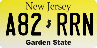 NJ license plate A82RRN