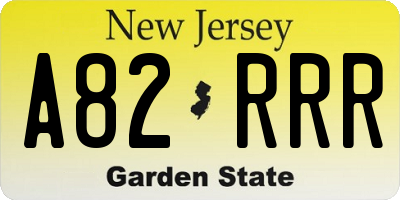 NJ license plate A82RRR