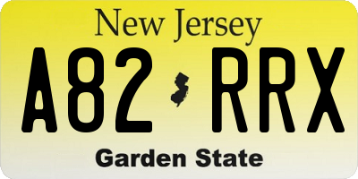 NJ license plate A82RRX
