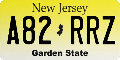 NJ license plate A82RRZ