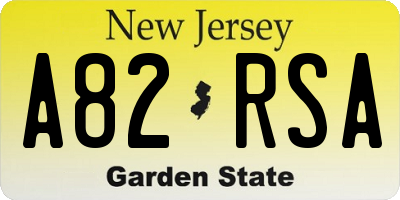 NJ license plate A82RSA