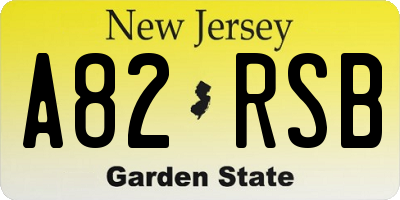 NJ license plate A82RSB