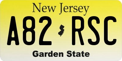 NJ license plate A82RSC