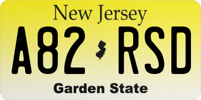 NJ license plate A82RSD