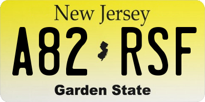 NJ license plate A82RSF