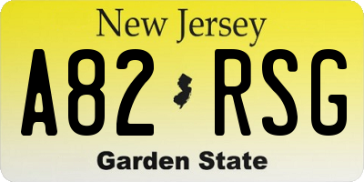NJ license plate A82RSG
