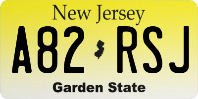 NJ license plate A82RSJ