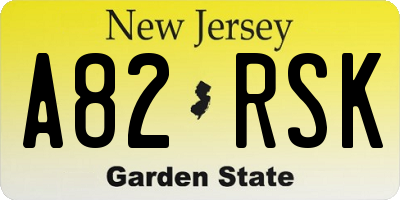 NJ license plate A82RSK