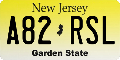 NJ license plate A82RSL