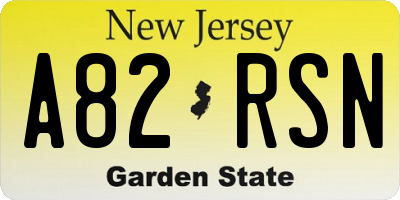 NJ license plate A82RSN