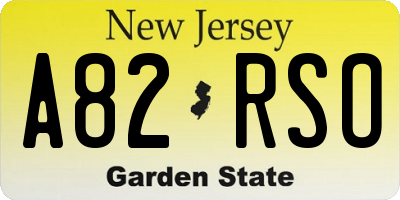NJ license plate A82RSO
