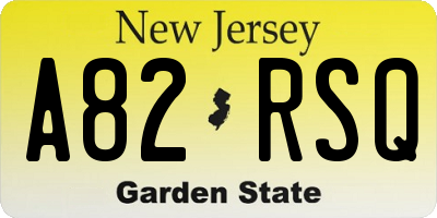 NJ license plate A82RSQ