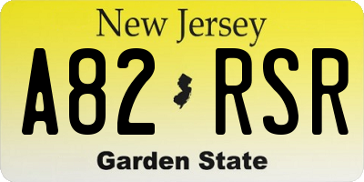 NJ license plate A82RSR
