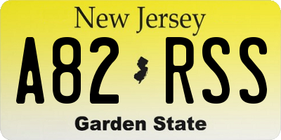 NJ license plate A82RSS