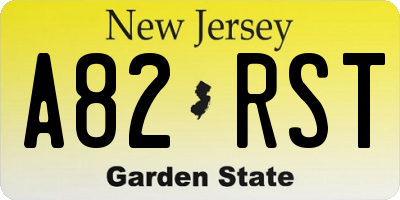 NJ license plate A82RST