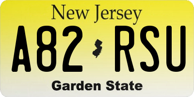 NJ license plate A82RSU