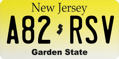 NJ license plate A82RSV