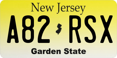NJ license plate A82RSX