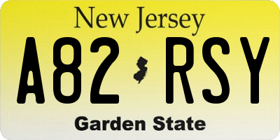 NJ license plate A82RSY