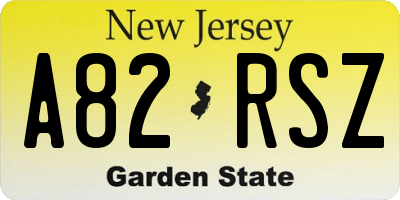 NJ license plate A82RSZ