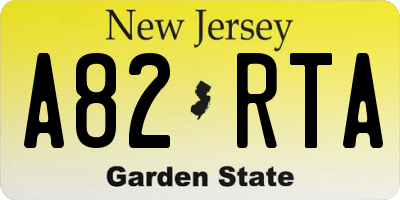 NJ license plate A82RTA