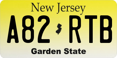 NJ license plate A82RTB