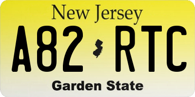 NJ license plate A82RTC