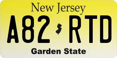 NJ license plate A82RTD