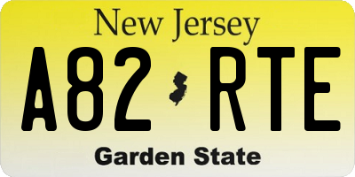 NJ license plate A82RTE