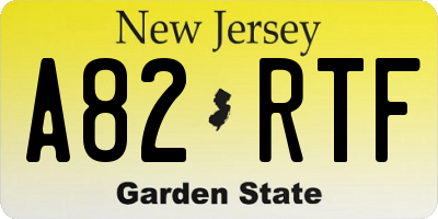 NJ license plate A82RTF