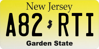 NJ license plate A82RTI