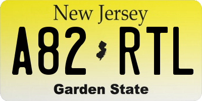 NJ license plate A82RTL