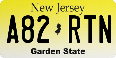 NJ license plate A82RTN