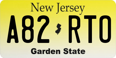 NJ license plate A82RTO