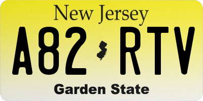 NJ license plate A82RTV