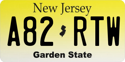 NJ license plate A82RTW