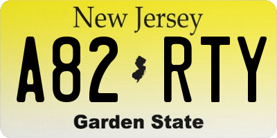 NJ license plate A82RTY
